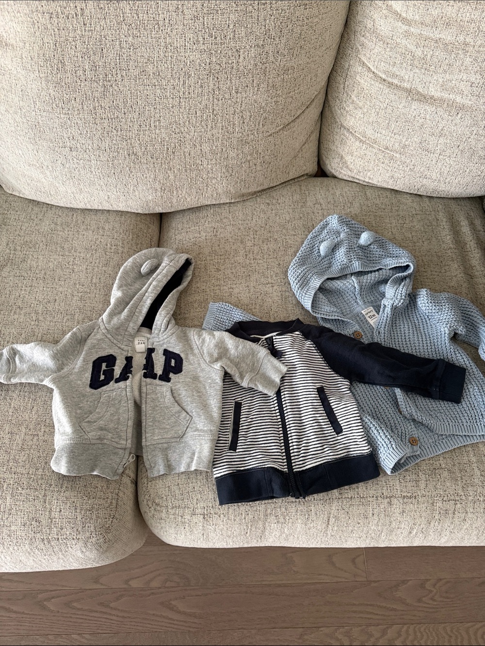 Newborn to 12MO - Light Gray Toddler Hooded Zip Sweatshirt